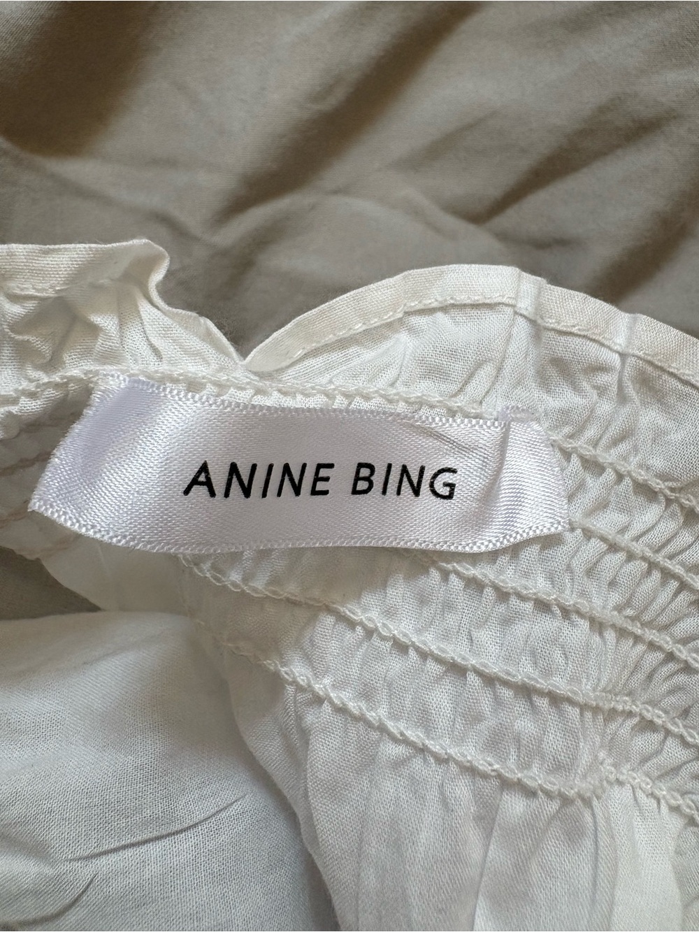 Anine Bing White Smocked Waist Spaghetti Strap Tank - Picture 3 of 6